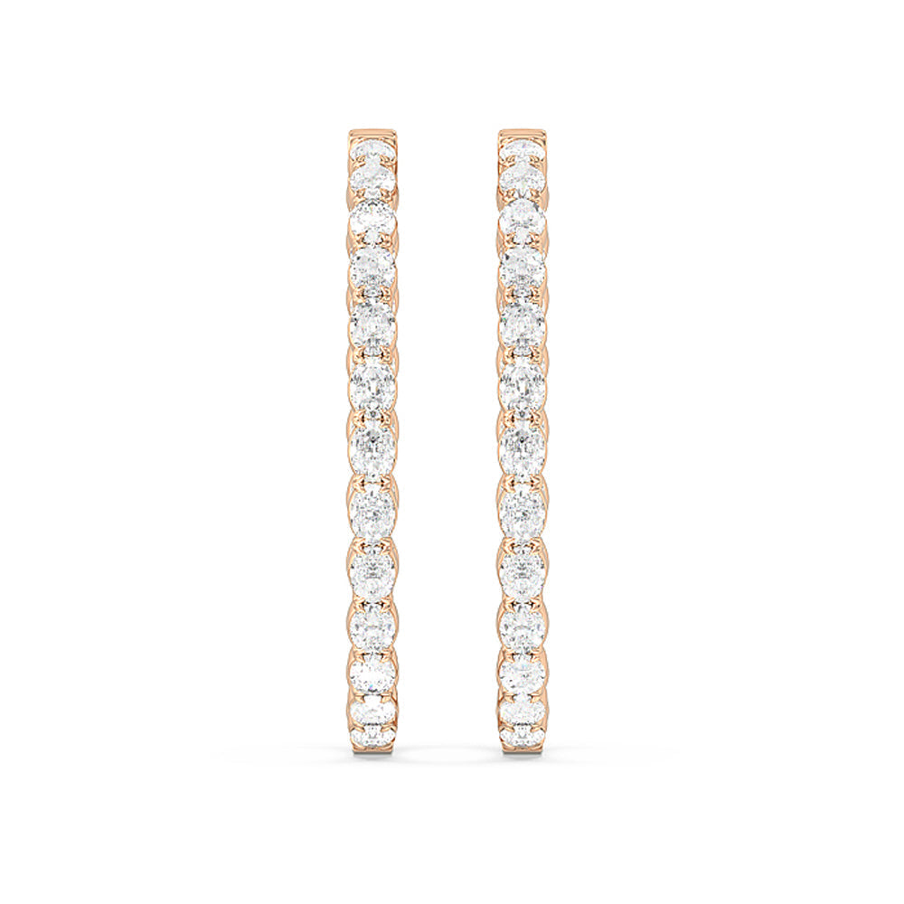 Oval Diamond Inside-Out Large Hoop Earrings with 14KT Rose Gold / Lab / 7 1/3 Cut Diamond in 14KT Rose Gold / Lab / 7 1/3 view 3
