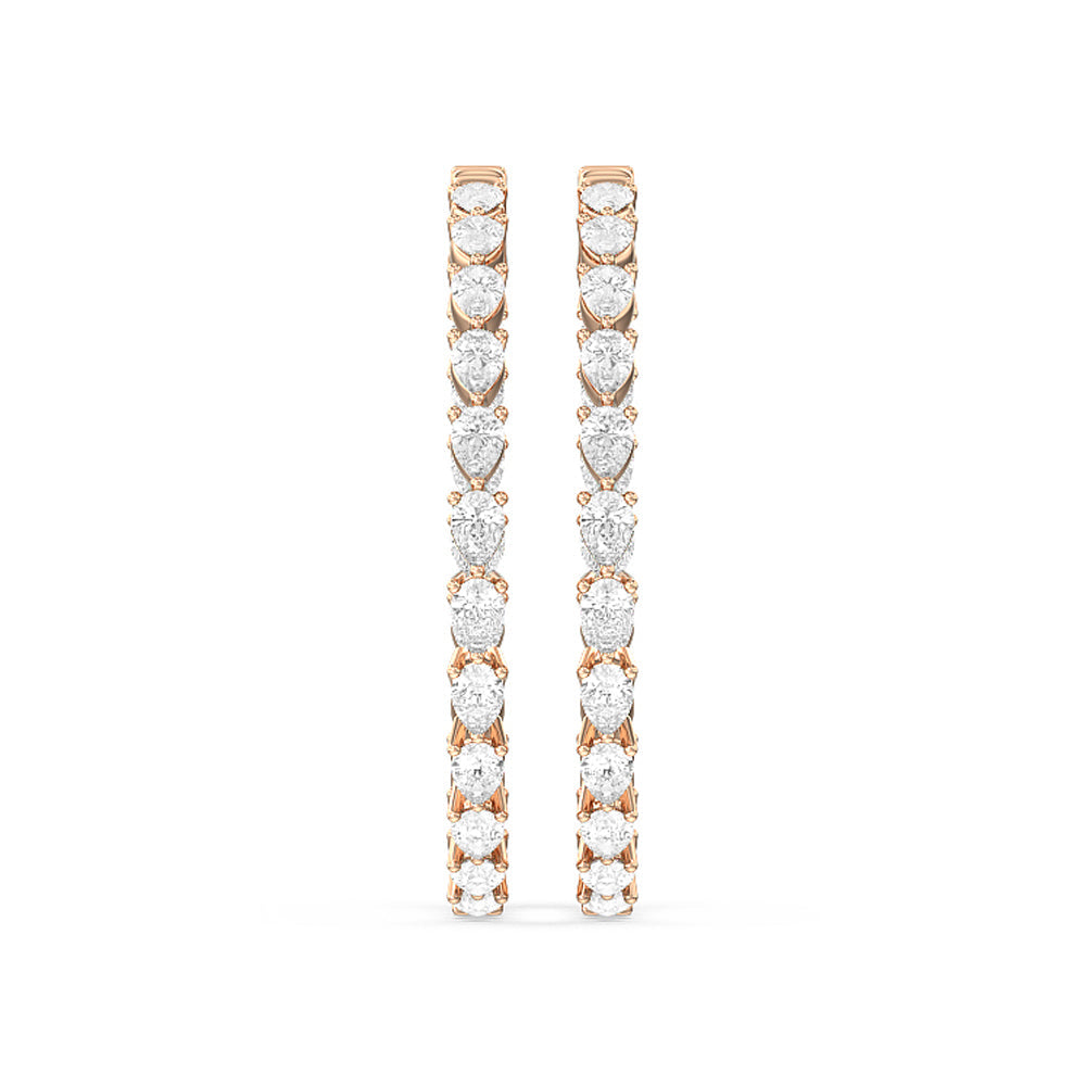 Pear Diamond Inside-Out Large Hoop Earrings with 14KT Rose Gold / Lab / 7 Cut Diamond in 14KT Rose Gold / Lab / 7 view 3
