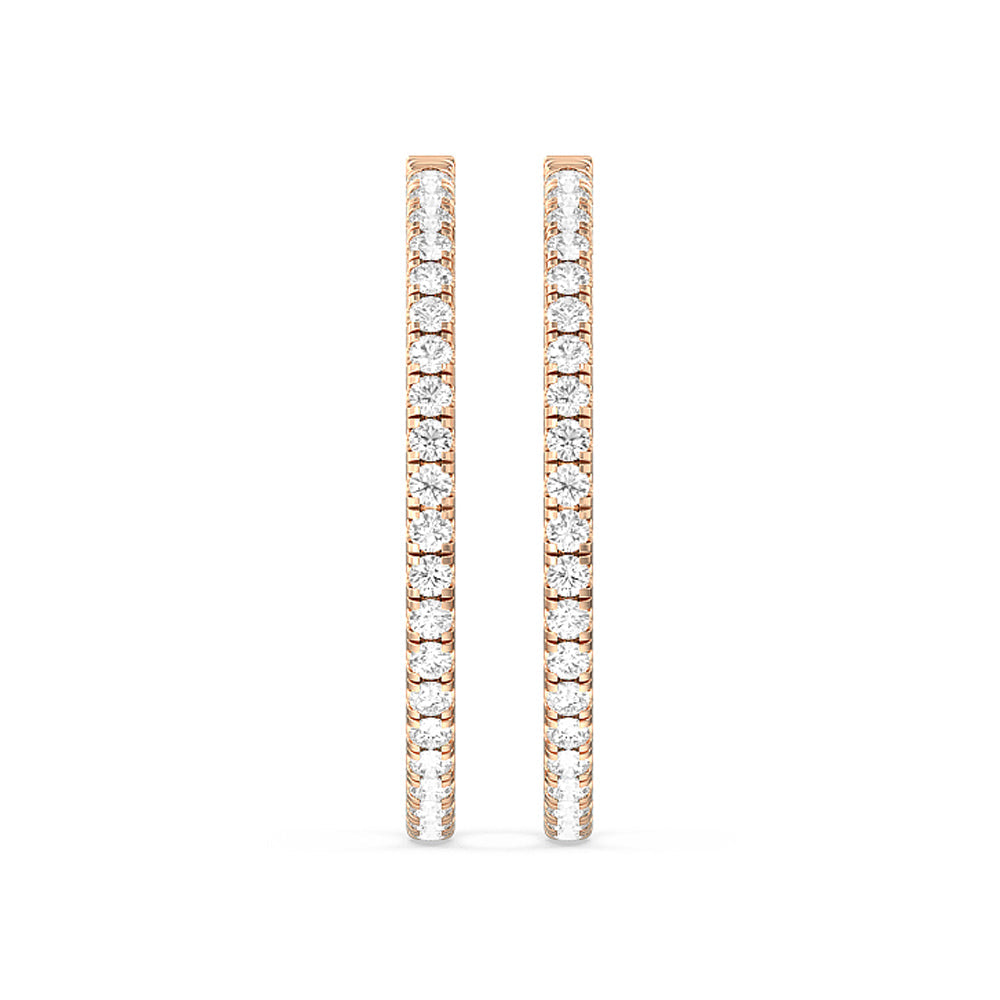 Round Diamond Inside-Out Large Hoop Earrings with 14KT Rose Gold / Lab / 7 1/2 Cut Diamond in 14KT Rose Gold / Lab / 7 1/2 view 3
