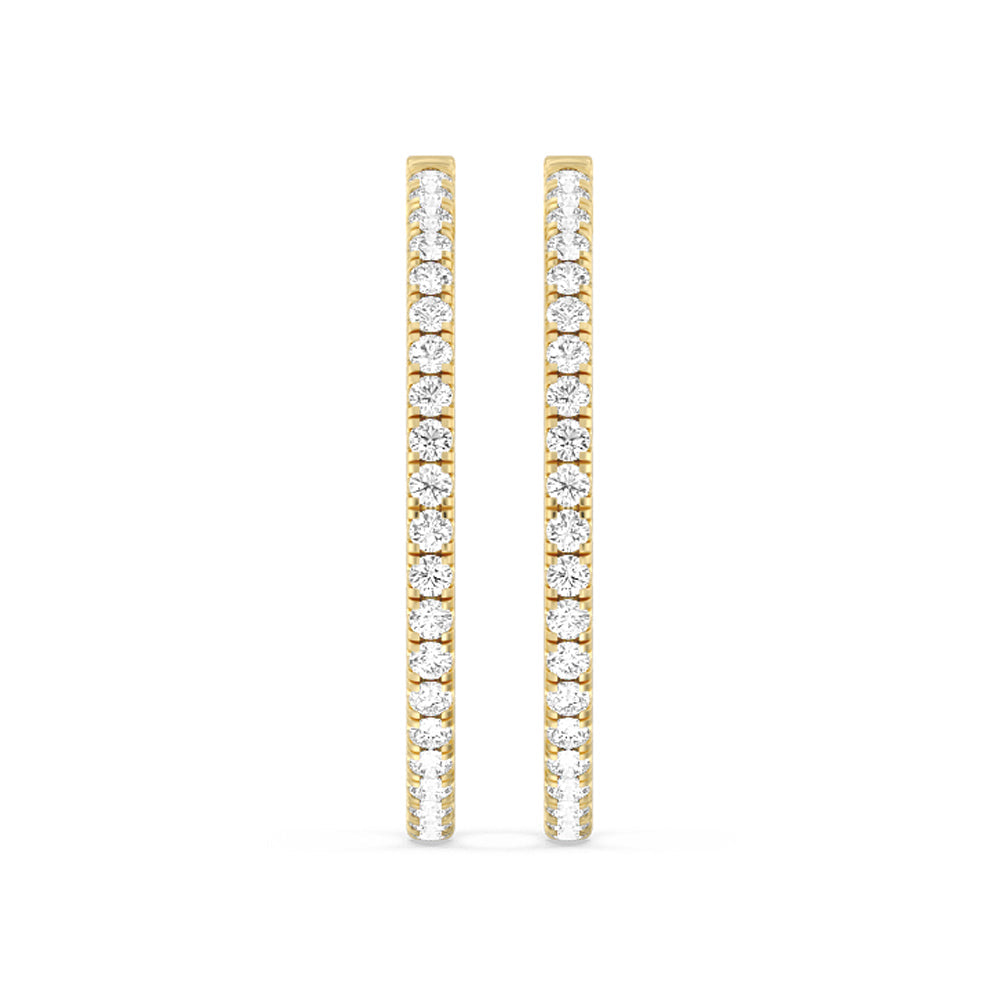 Round Diamond Inside-Out Large Hoop Earrings with 14KT Yellow Gold / Lab / 7 1/2 Cut Diamond in 14KT Yellow Gold / Lab / 7 1/2 view 3

