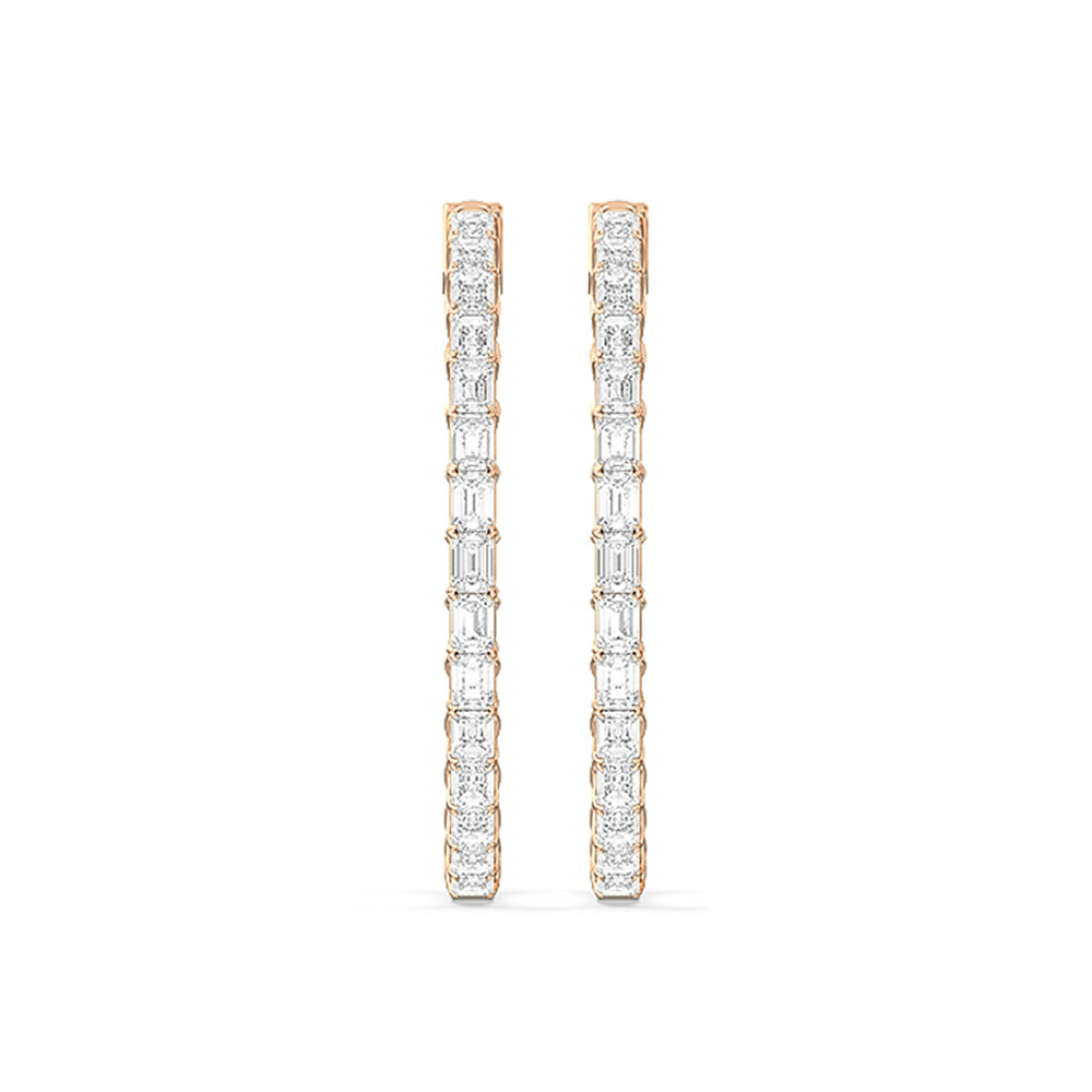 Inside-Out Emerald Shape Large Hoop Earrings with 14KT Rose Gold / Lab / 4 1/3 Cut Diamond in 14KT Rose Gold / Lab / 4 1/3 view 5
