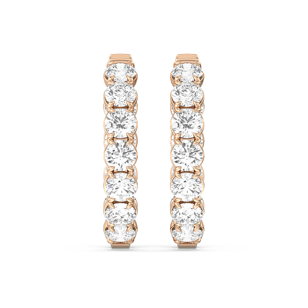 Inside-Out Round Shape Hoop Earrings with 14KT Rose Gold / Lab / 7 5/8 Cut Diamond in 14KT Rose Gold / Lab / 7 5/8 view 3
