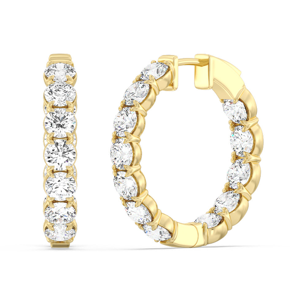 Inside-Out Round Shape Hoop Earrings with 14KT Yellow Gold / Lab / 7 5/8 Cut Diamond in 14KT Yellow Gold / Lab / 7 5/8 view 1
