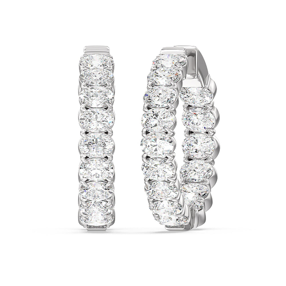 Inside-Out Oval Shape Hoop Earrings with 14KT White Gold / Lab / 7 1/2 Cut Diamond in 14KT White Gold / Lab / 7 1/2 view 1
