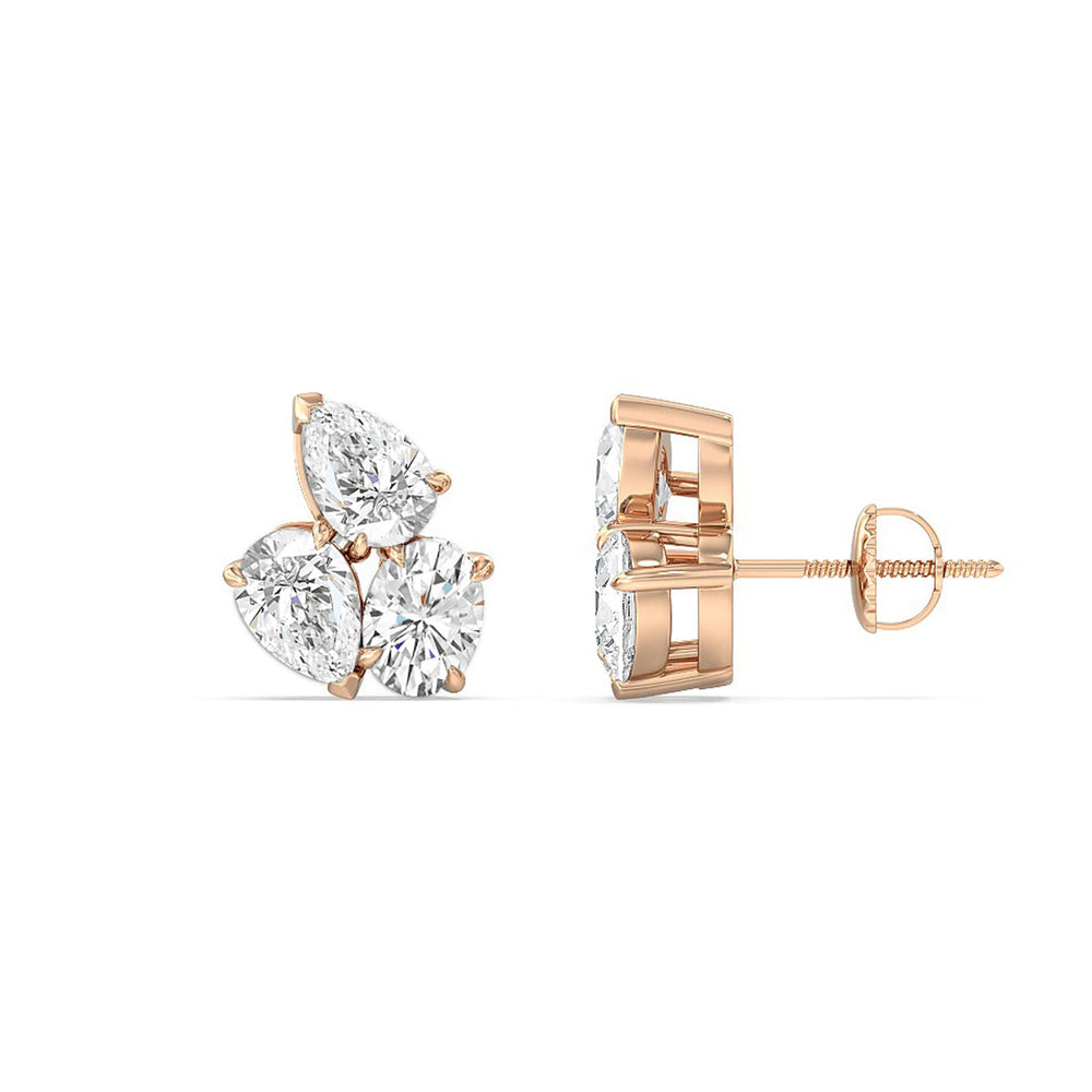 Trilogy Genesis Earrings with 14KT Rose Gold / Lab / 1 1/2 Cut Diamond in 14KT Rose Gold / Lab / 1 1/2 view 4
