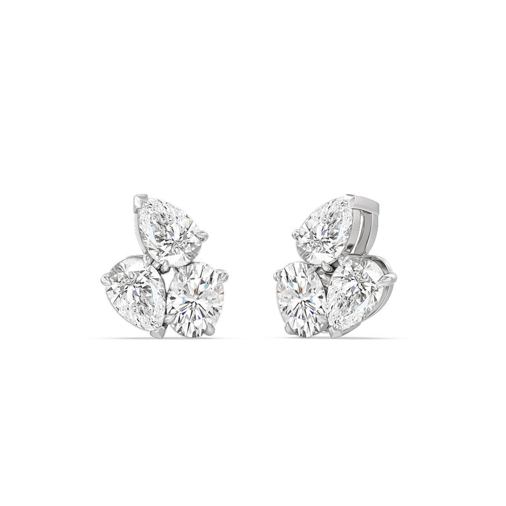 Trilogy Genesis Earrings with Sterling Silver / Lab / 1 1/2 Cut Diamond in 14KT Sterling Silver / Lab / 1 1/2 view 1
