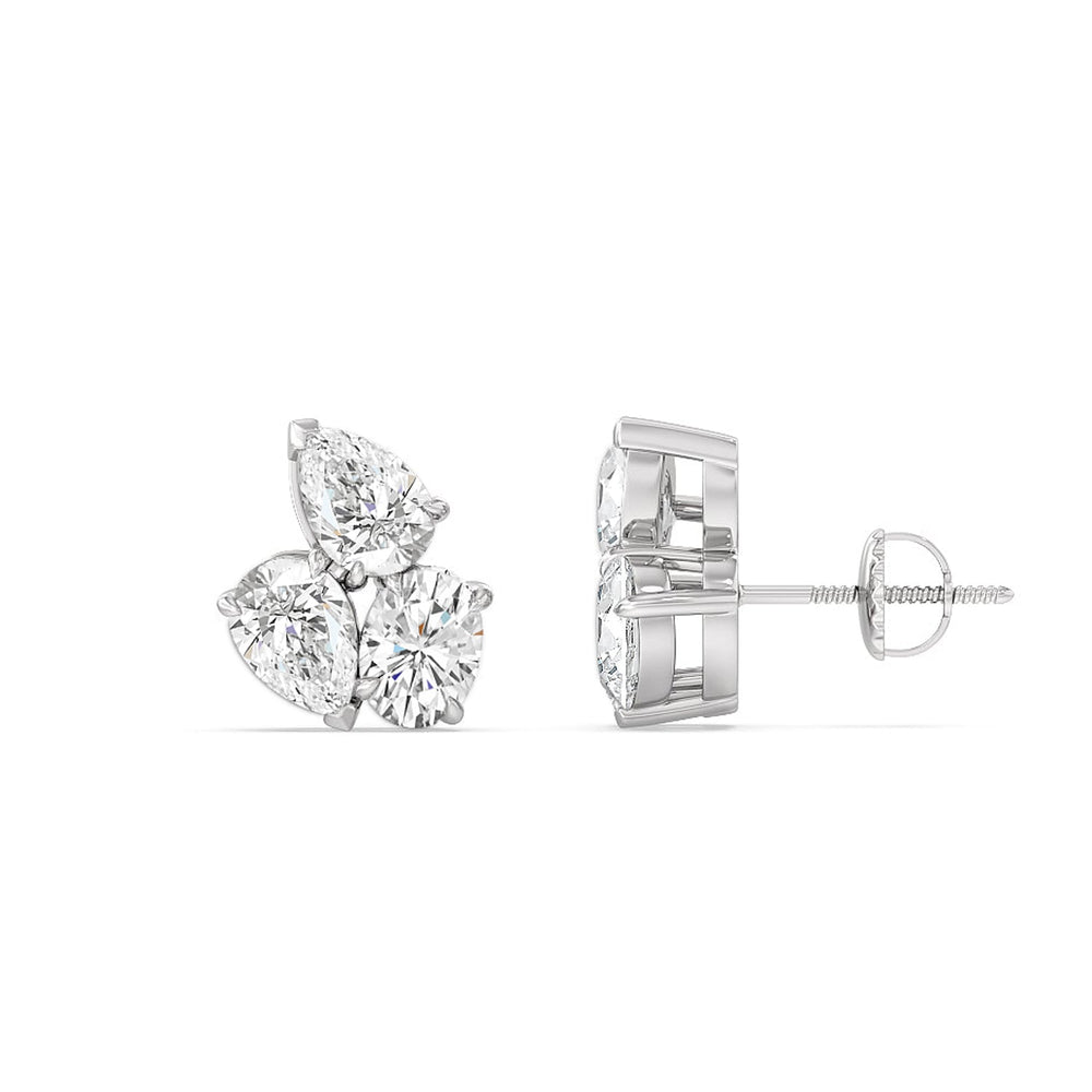 Trilogy Genesis Earrings with Sterling Silver / Lab / 1 1/2 Cut Diamond in 14KT Sterling Silver / Lab / 1 1/2 view 2
