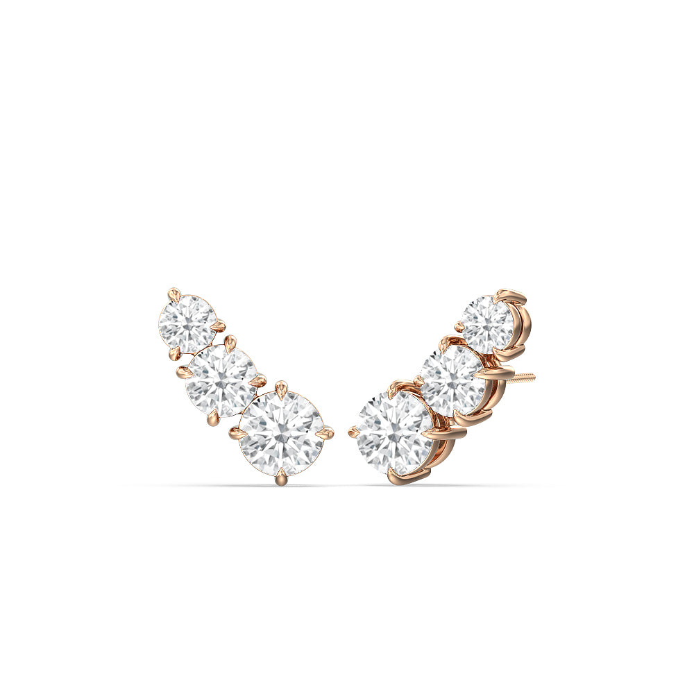 Trilogy Graduating Climber Earrings with 14KT Rose Gold / Pair / Lab Cut Diamond in 14KT Rose Gold / Pair / Lab view 1
