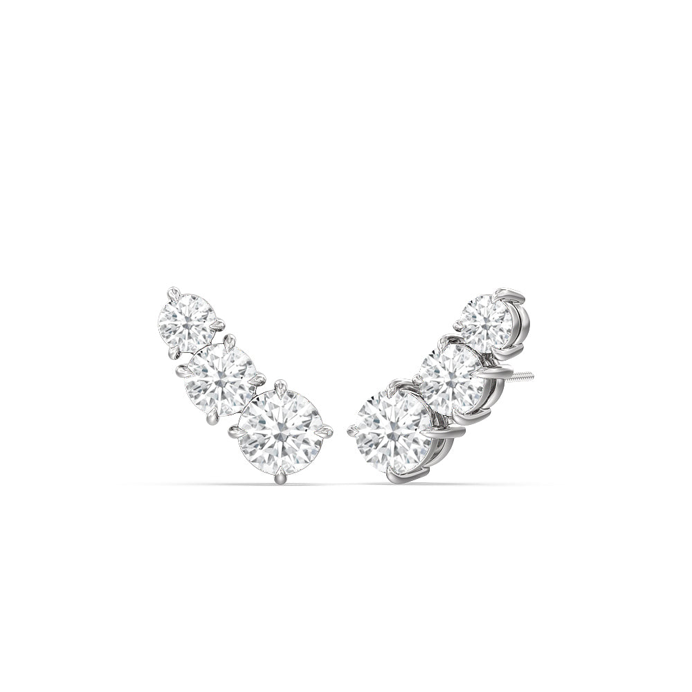 Trilogy Graduating Climber Earrings with 14KT White Gold / Right / Lab Cut Diamond in 14KT White Gold / Right / Lab view 1
