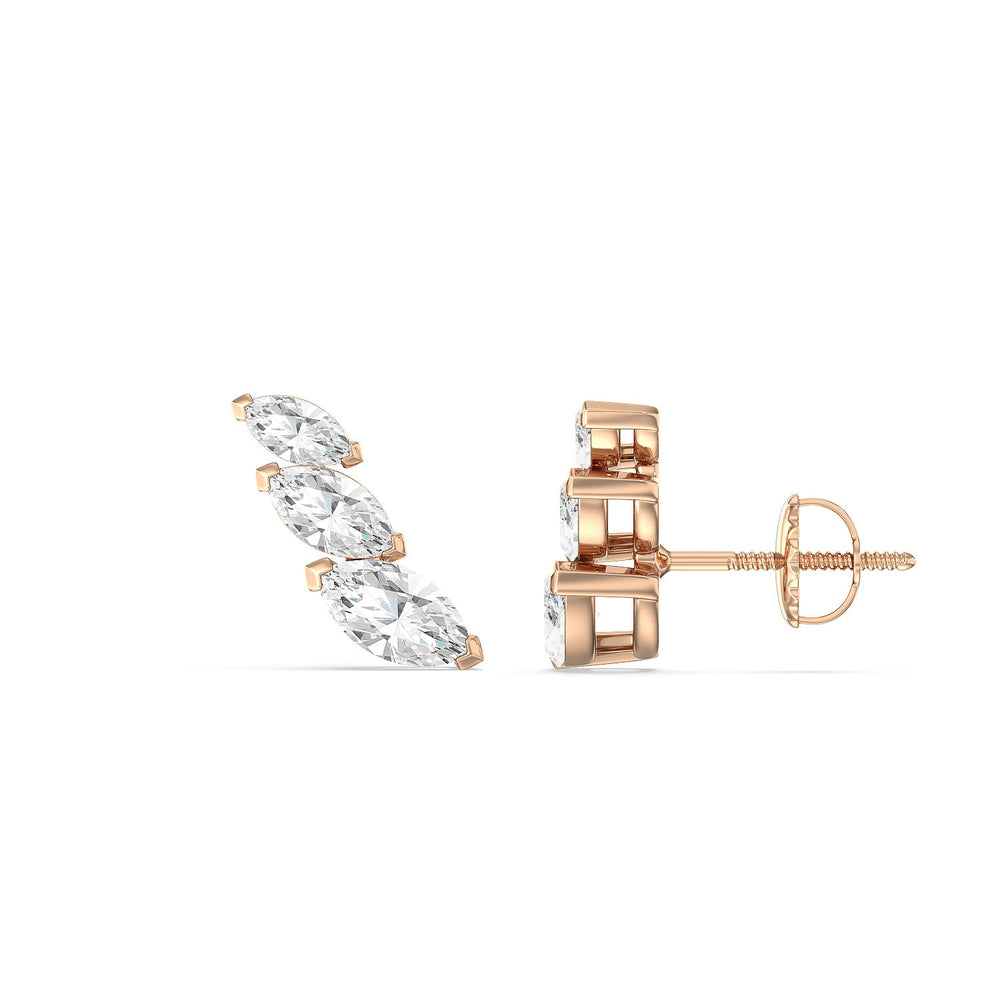 Trilogy Marquise Climber Earrings with 14KT Rose Gold / Lab / 1 1/4 Cut Diamond in 14KT Rose Gold / Lab / 1 1/4 view 2
