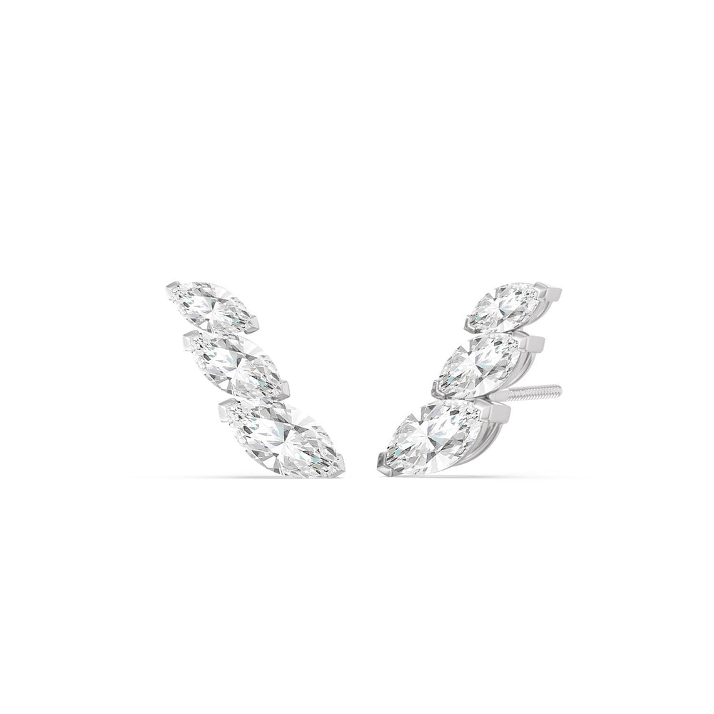 Trilogy Marquise Climber Earrings with 14KT White Gold / Lab / 1 1/4 Cut Diamond in 14KT White Gold / Lab / 1 1/4 view 1
