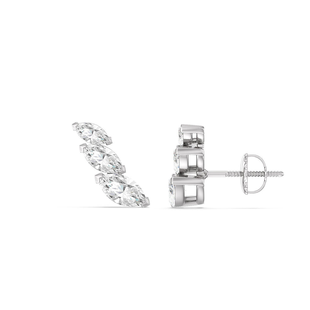 Trilogy Marquise Climber Earrings with 14KT White Gold / Lab / 1 1/4 Cut Diamond in 14KT White Gold / Lab / 1 1/4 view 2
