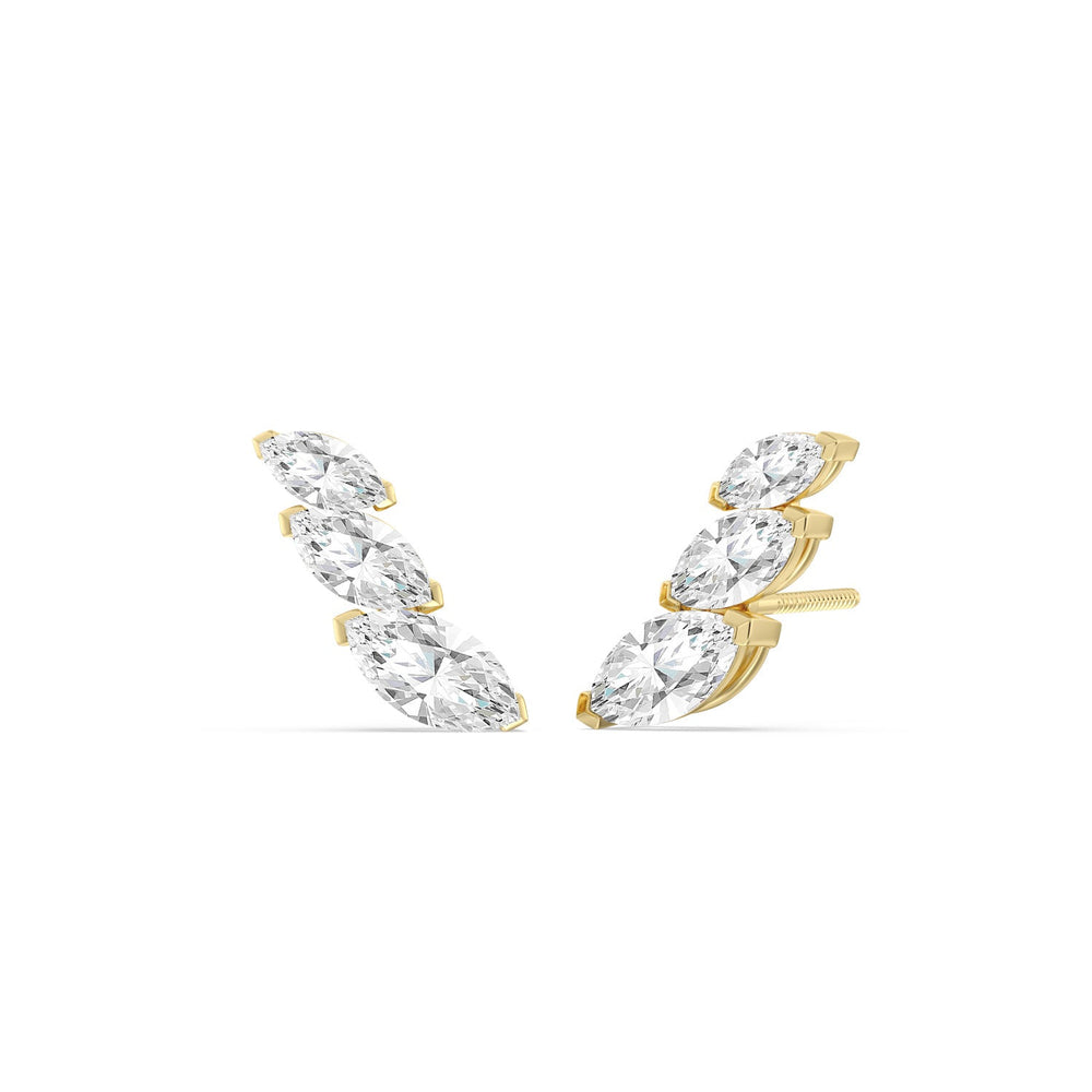 Trilogy Marquise Climber Earrings with 14KT Yellow Gold / Lab / 1 1/4 Cut Diamond in 14KT Yellow Gold / Lab / 1 1/4 view 1
