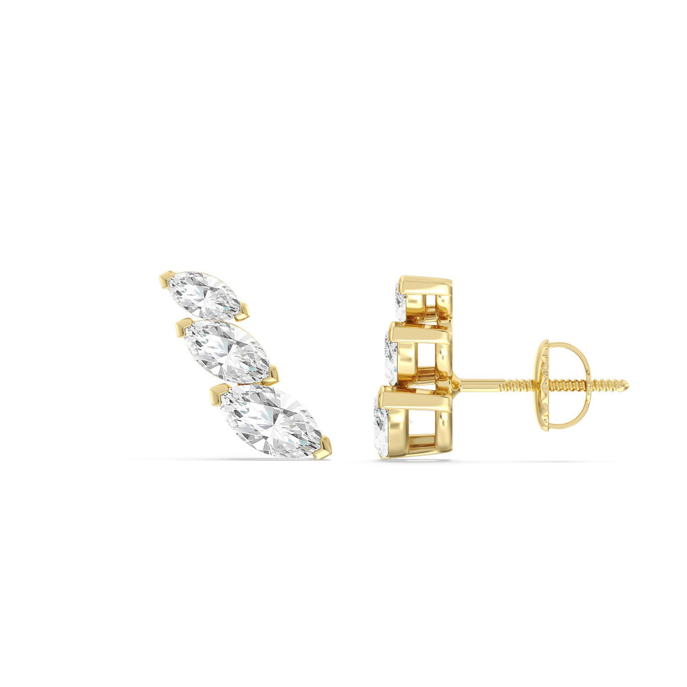 Trilogy Marquise Climber Earrings with 14KT Yellow Gold / Lab / 1 1/4 Cut Diamond in 14KT Yellow Gold / Lab / 1 1/4 view 2
