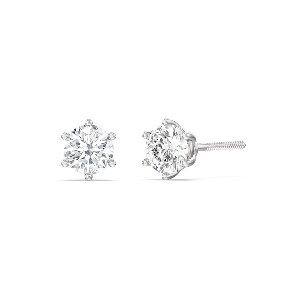 Round Diamond Six Prong Stud Earrings (F/G SI+) with 14KT White Gold / Lab / 1 1/2 Cut Diamond in 14KT White Gold / Lab / 1 1/2 view 1

