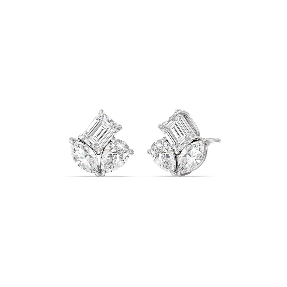 Trilogy Melody Stud Earrings with 14KT Rose Gold / Lab / 1 Cut Diamond in 14KT Rose Gold / Lab / 1 view 5
