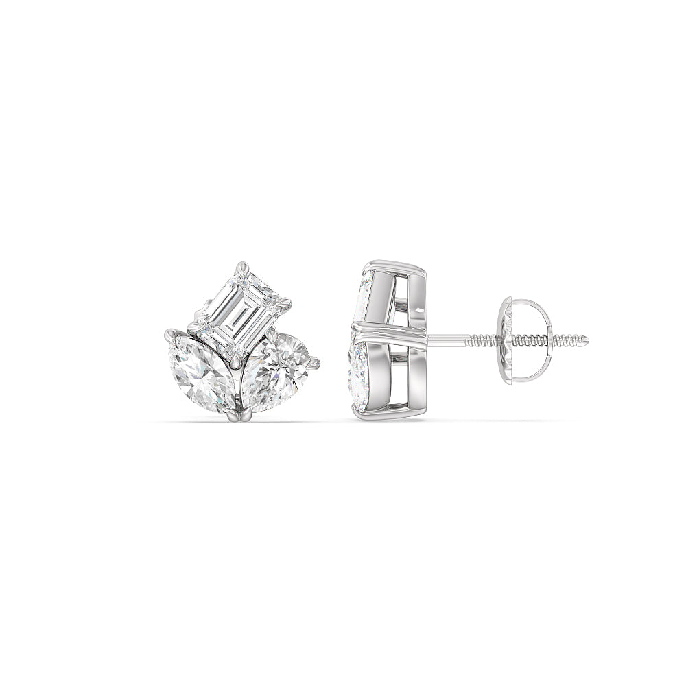 Trilogy Melody Stud Earrings with 14KT Rose Gold / Lab / 1 Cut Diamond in 14KT Rose Gold / Lab / 1 view 8
