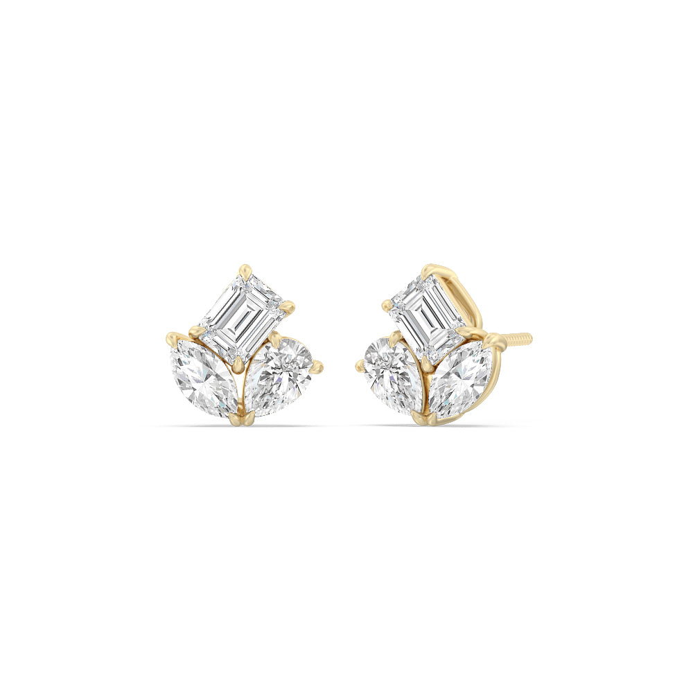 Trilogy Melody Stud Earrings with 14KT Rose Gold / Lab / 1 Cut Diamond in 14KT Rose Gold / Lab / 1 view 9
