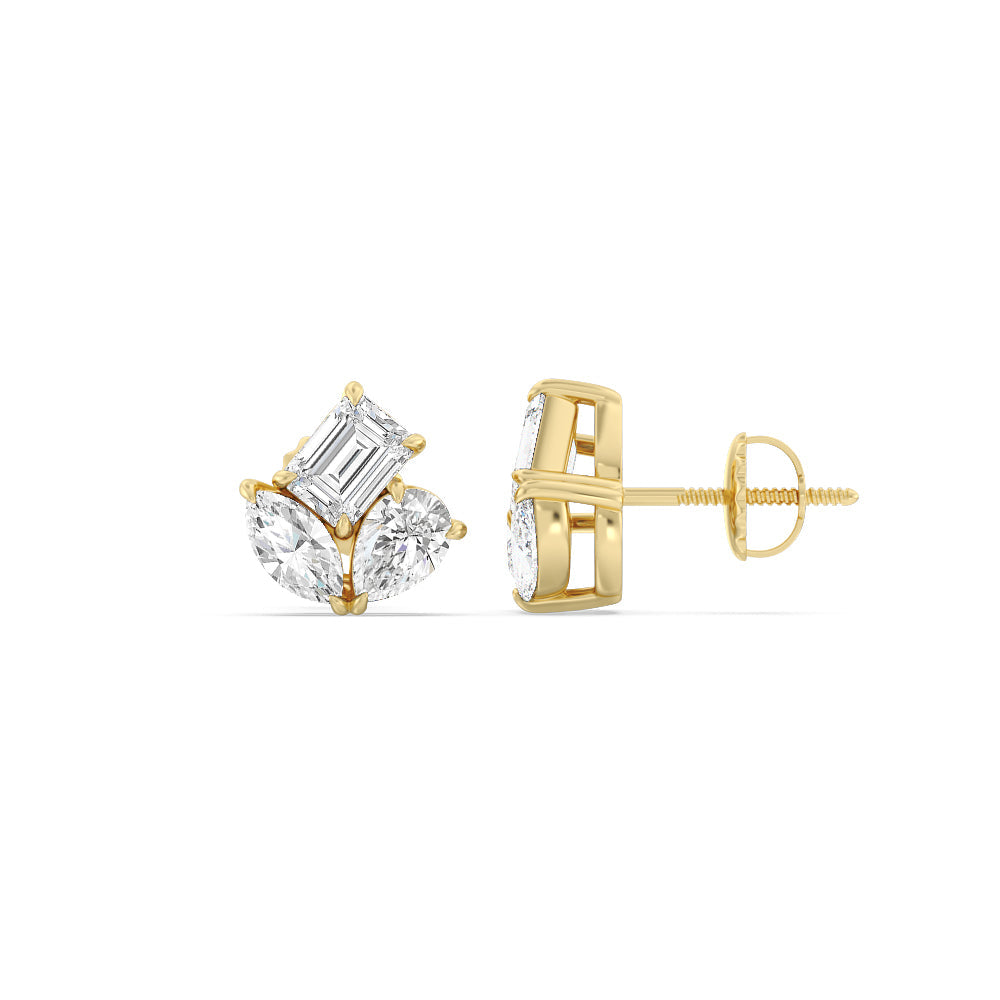 Trilogy Melody Stud Earrings with 14KT Rose Gold / Lab / 1 Cut Diamond in 14KT Rose Gold / Lab / 1 view 12
