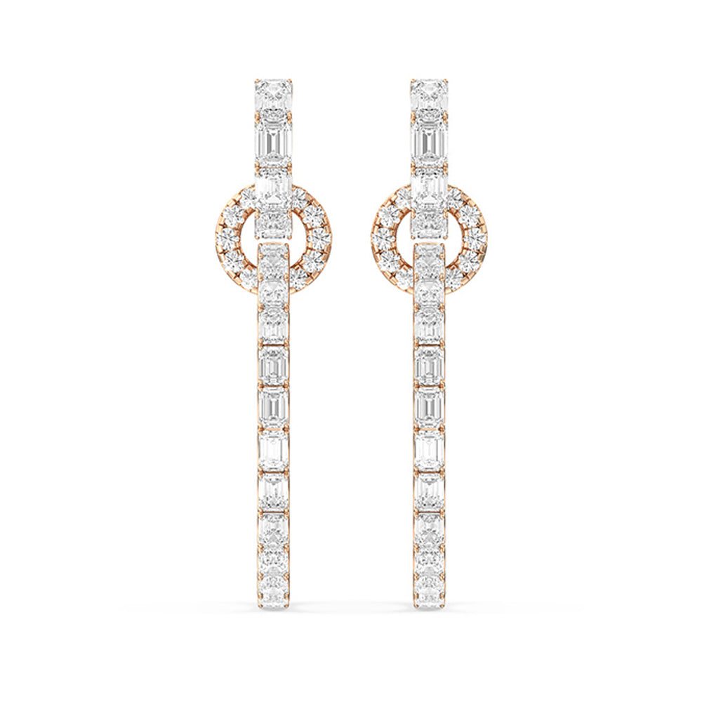 Linked Hoop Earrings with 14KT Rose Gold / Lab / 16 1/5 Cut Diamond in 14KT Rose Gold / Lab / 16 1/5 view 3
