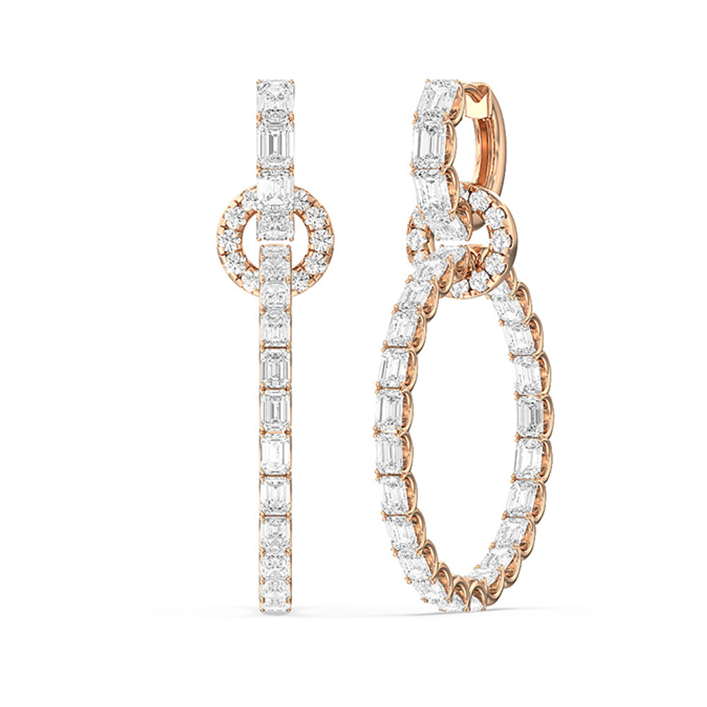 Linked Hoop Earrings with 14KT Rose Gold / Lab / 16 1/5 Cut Diamond in 14KT Rose Gold / Lab / 16 1/5 view 1
