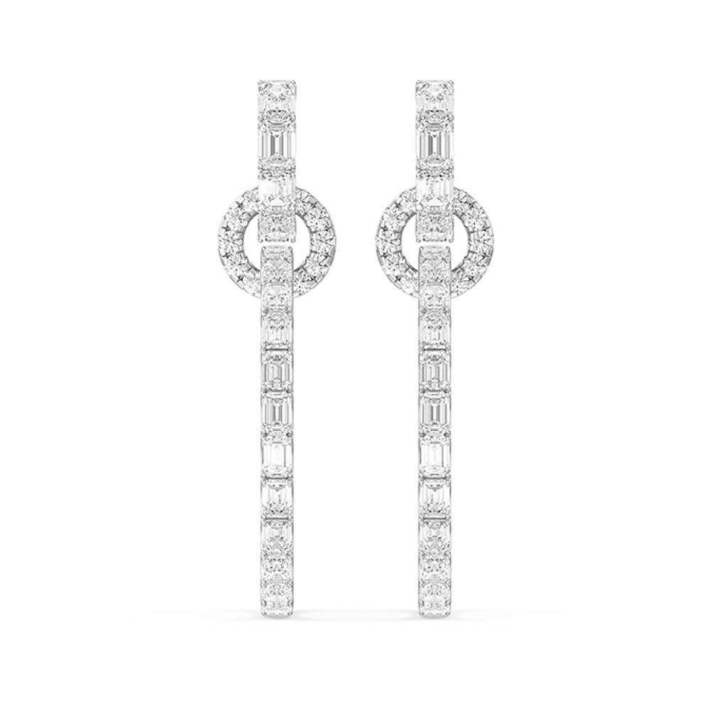 Linked Hoop Earrings with 14KT White Gold / Lab / 16 1/5 Cut Diamond in 14KT White Gold / Lab / 16 1/5 view 3

