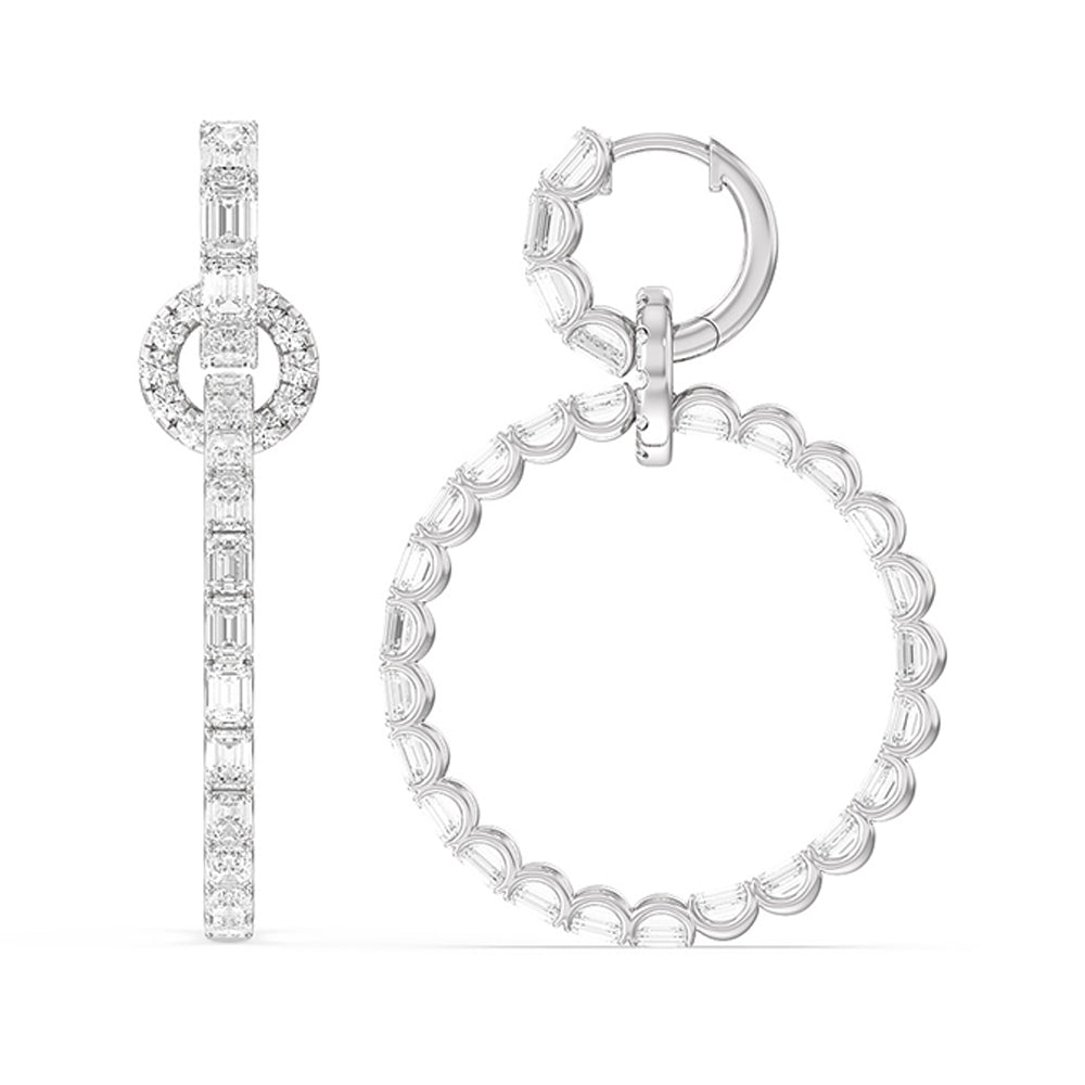 Linked Hoop Earrings with 14KT White Gold / Lab / 16 1/5 Cut Diamond in 14KT White Gold / Lab / 16 1/5 view 2
