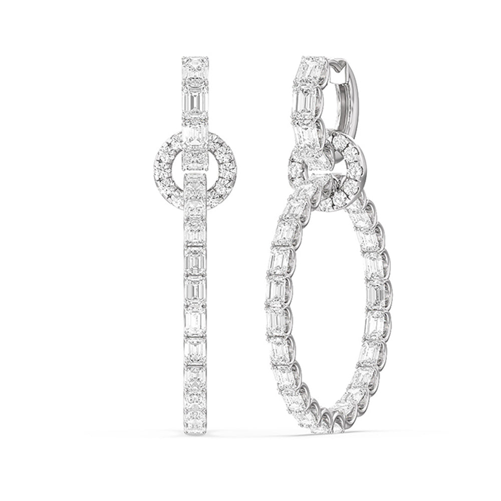 Linked Hoop Earrings with 14KT White Gold / Lab / 16 1/5 Cut Diamond in 14KT White Gold / Lab / 16 1/5 view 1
