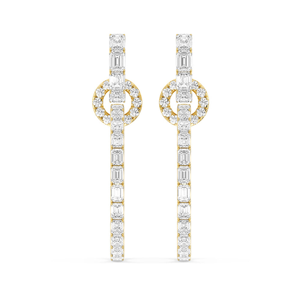 Linked Hoop Earrings with 14KT Yellow Gold / Lab / 16 1/5 Cut Diamond in 14KT Yellow Gold / Lab / 16 1/5 view 3
