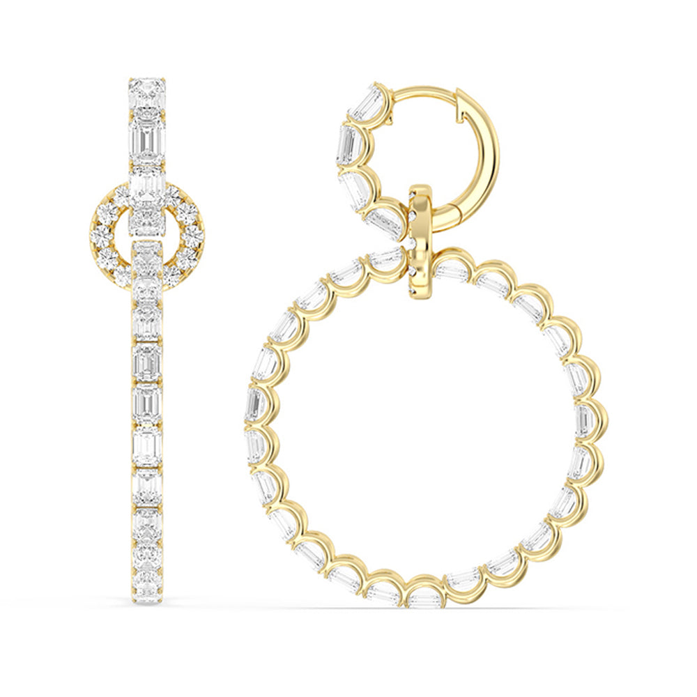 Linked Hoop Earrings with 14KT Yellow Gold / Lab / 16 1/5 Cut Diamond in 14KT Yellow Gold / Lab / 16 1/5 view 2
