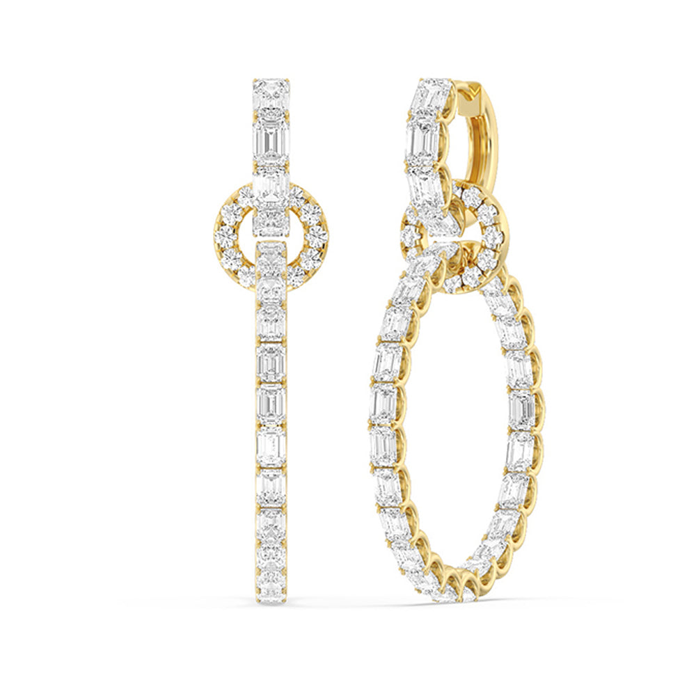 Linked Hoop Earrings with 14KT Yellow Gold / Lab / 16 1/5 Cut Diamond in 14KT Yellow Gold / Lab / 16 1/5 view 1
