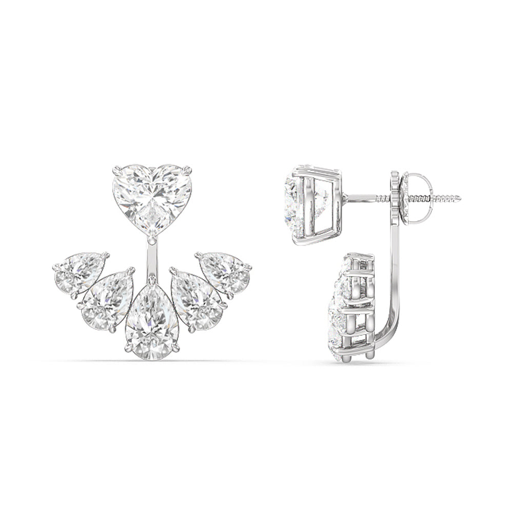 Heart Solitare Front-Back Earrings with 14KT White Gold / Lab / 15 1/2 Cut Diamond in 14KT White Gold / Lab / 15 1/2 view 2
