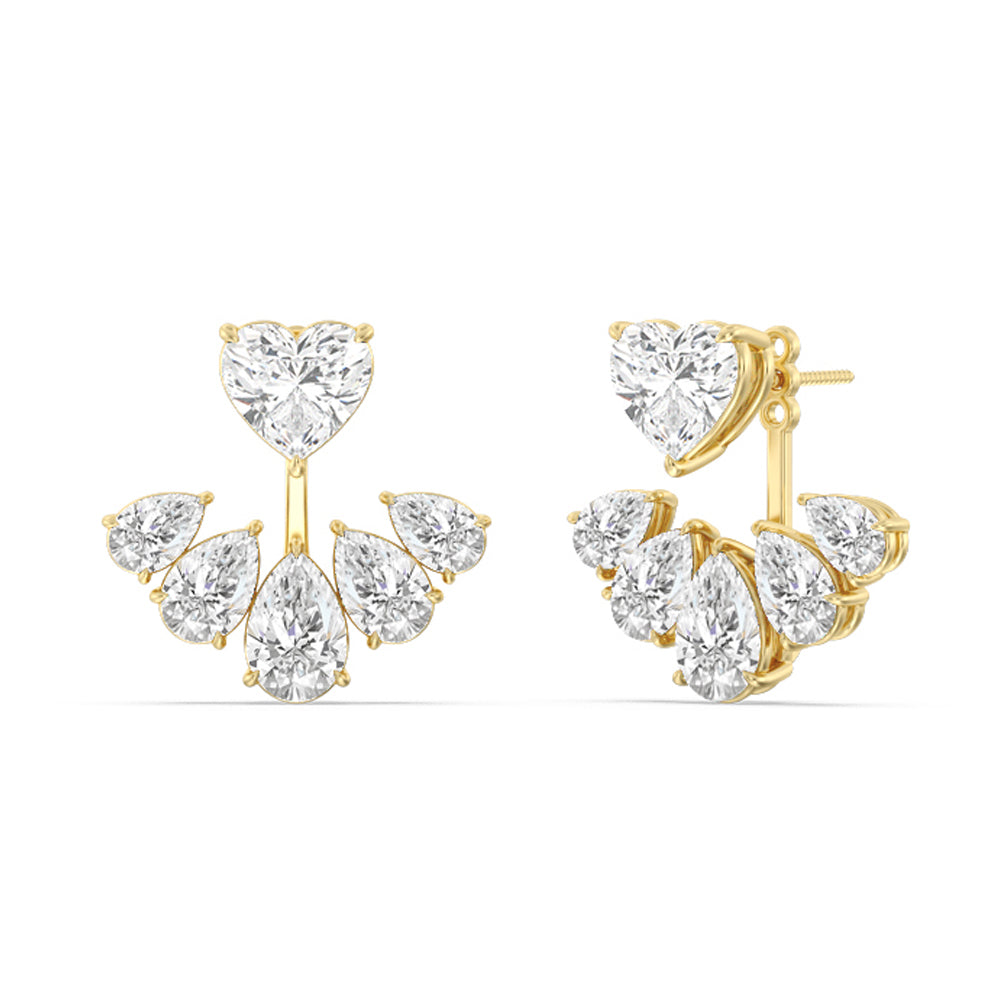 Heart Solitare Front-Back Earrings with 14KT Yellow Gold / Lab / 15 1/2 Cut Diamond in 14KT Yellow Gold / Lab / 15 1/2 view 1
