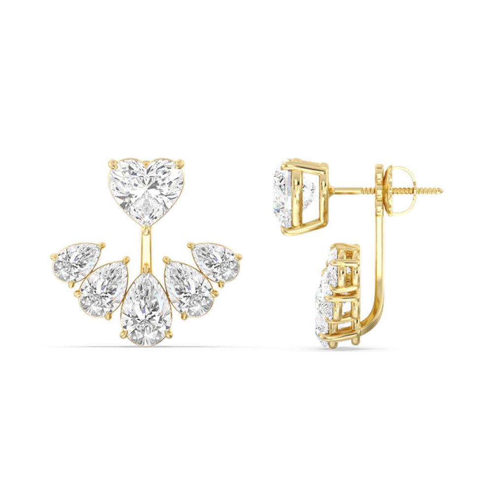 Heart Solitare Front-Back Earrings with 14KT Yellow Gold / Lab / 15 1/2 Cut Diamond in 14KT Yellow Gold / Lab / 15 1/2 view 2
