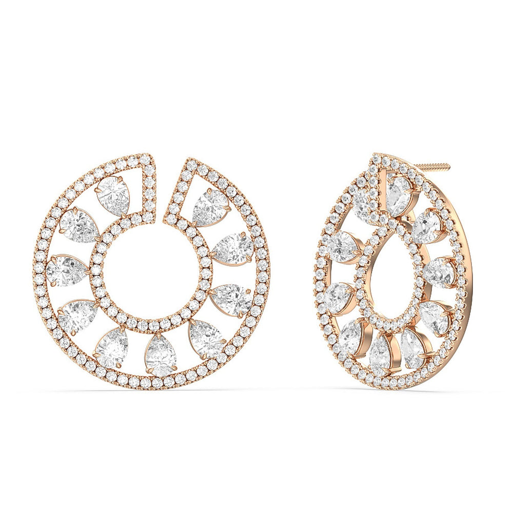 Spiral Pear Shape Diamond Earrings with 14KT Rose Gold / Lab / 6 1/2 Cut Diamond in 14KT Rose Gold / Lab / 6 1/2 view 1
