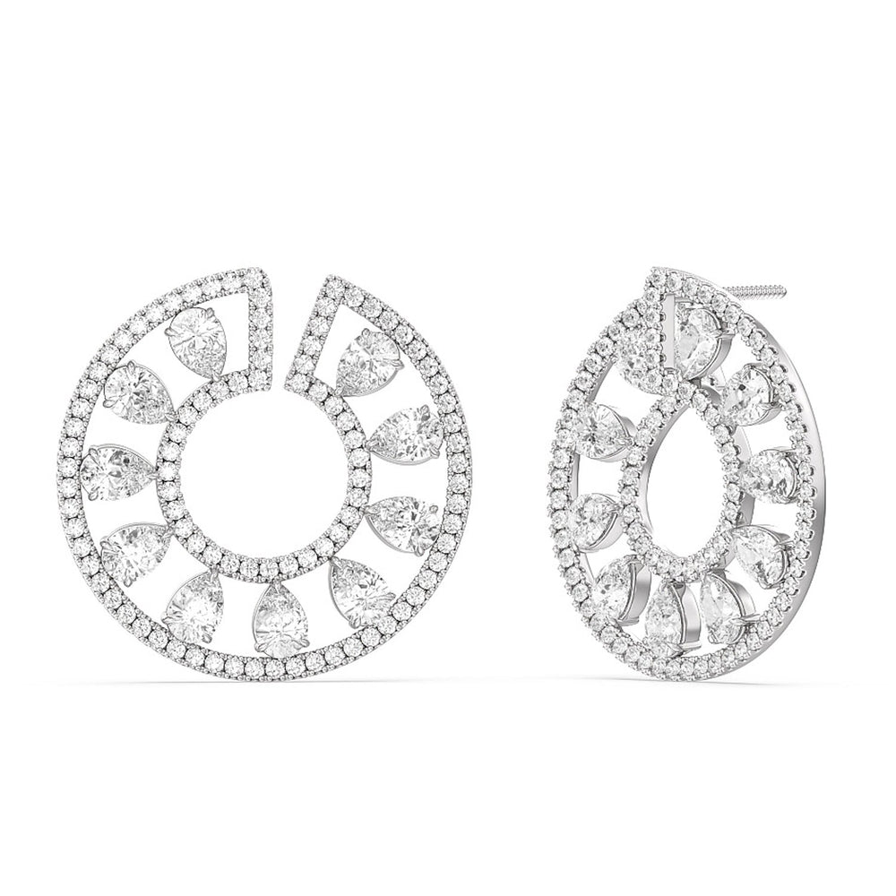 Spiral Pear Shape Diamond Earrings with 14KT White Gold / Lab / 6 1/2 Cut Diamond in 14KT White Gold / Lab / 6 1/2 view 1
