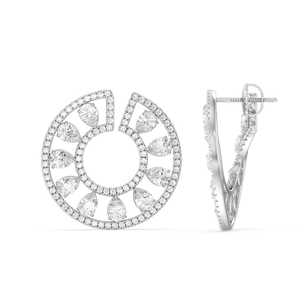 Spiral Pear Shape Diamond Earrings with 14KT White Gold / Lab / 6 1/2 Cut Diamond in 14KT White Gold / Lab / 6 1/2 view 2
