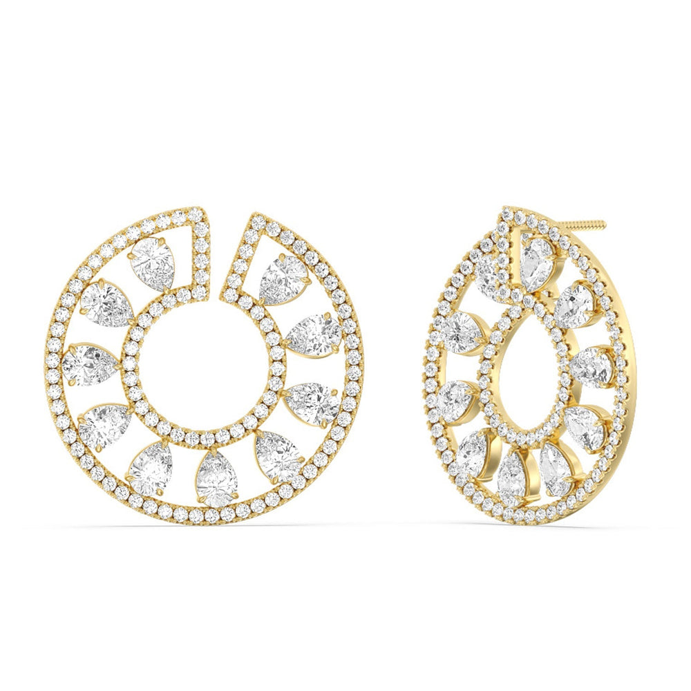 Spiral Pear Shape Diamond Earrings with 14KT Yellow Gold / Lab / 6 1/2 Cut Diamond in 14KT Yellow Gold / Lab / 6 1/2 view 1
