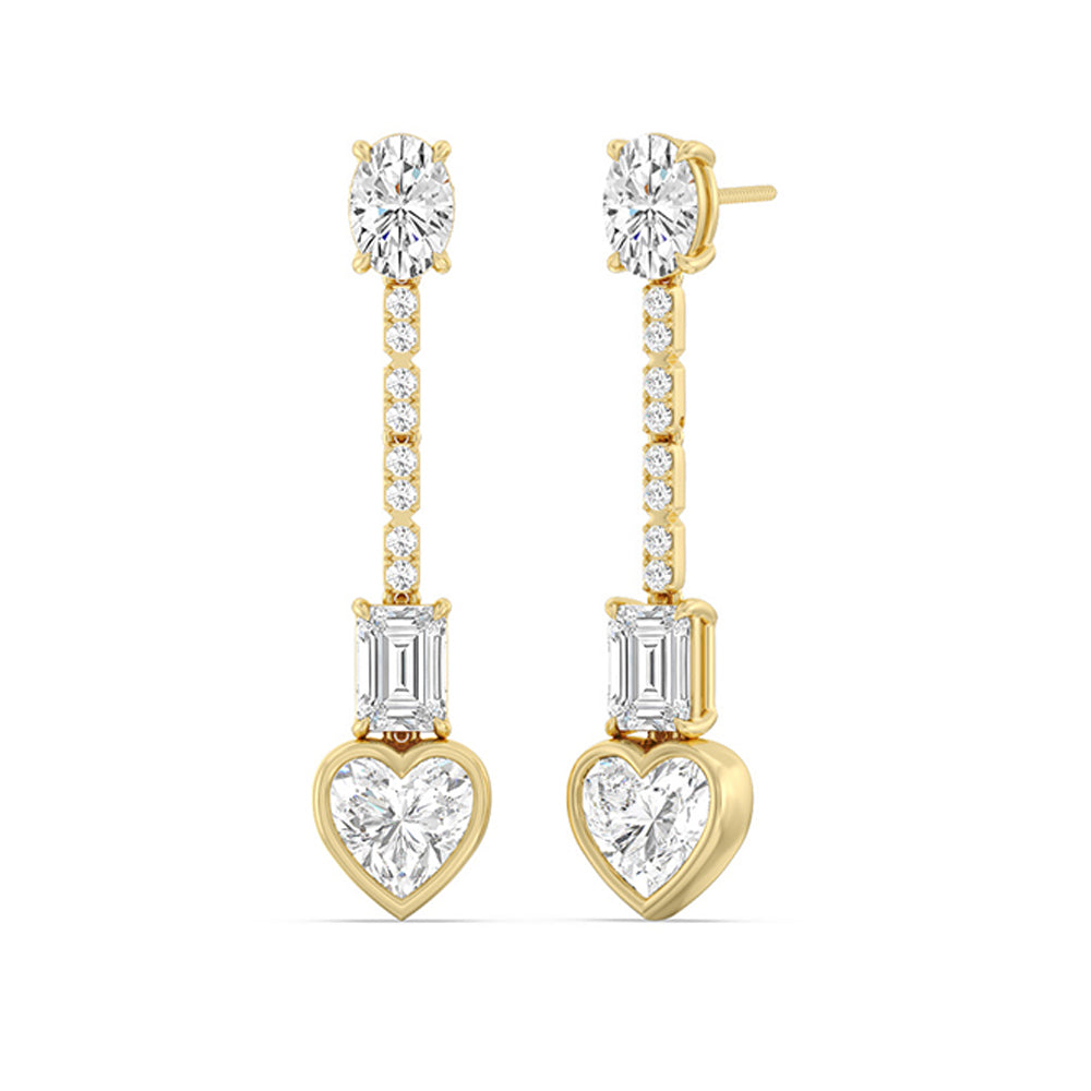 Heart Shape Dangler Earrings with 14KT Yellow Gold / Lab / 8 1/3 Cut Diamond in 14KT Yellow Gold / Lab / 8 1/3 view 1

