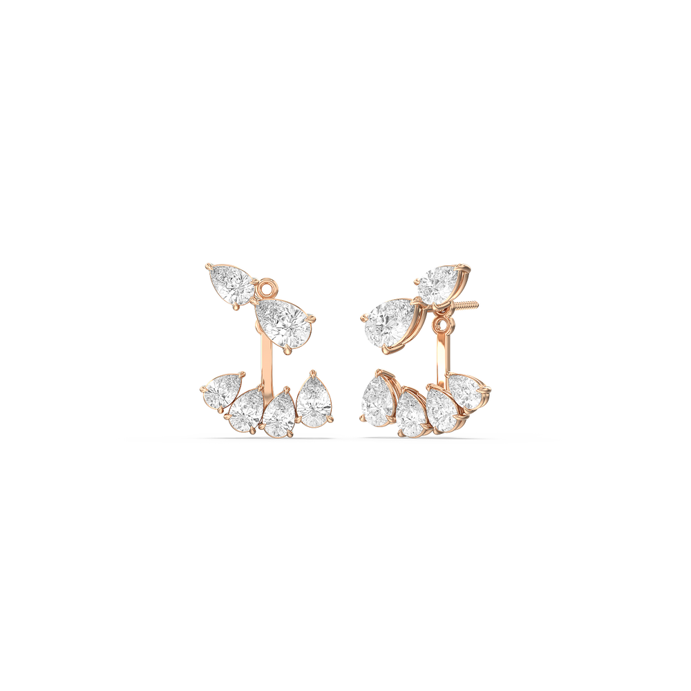 Front-Back Graduating Pear Earrings with 14KT Rose Gold / Lab / 4 9/10 Cut Diamond in 14KT Rose Gold / Lab / 4 9/10 view 1
