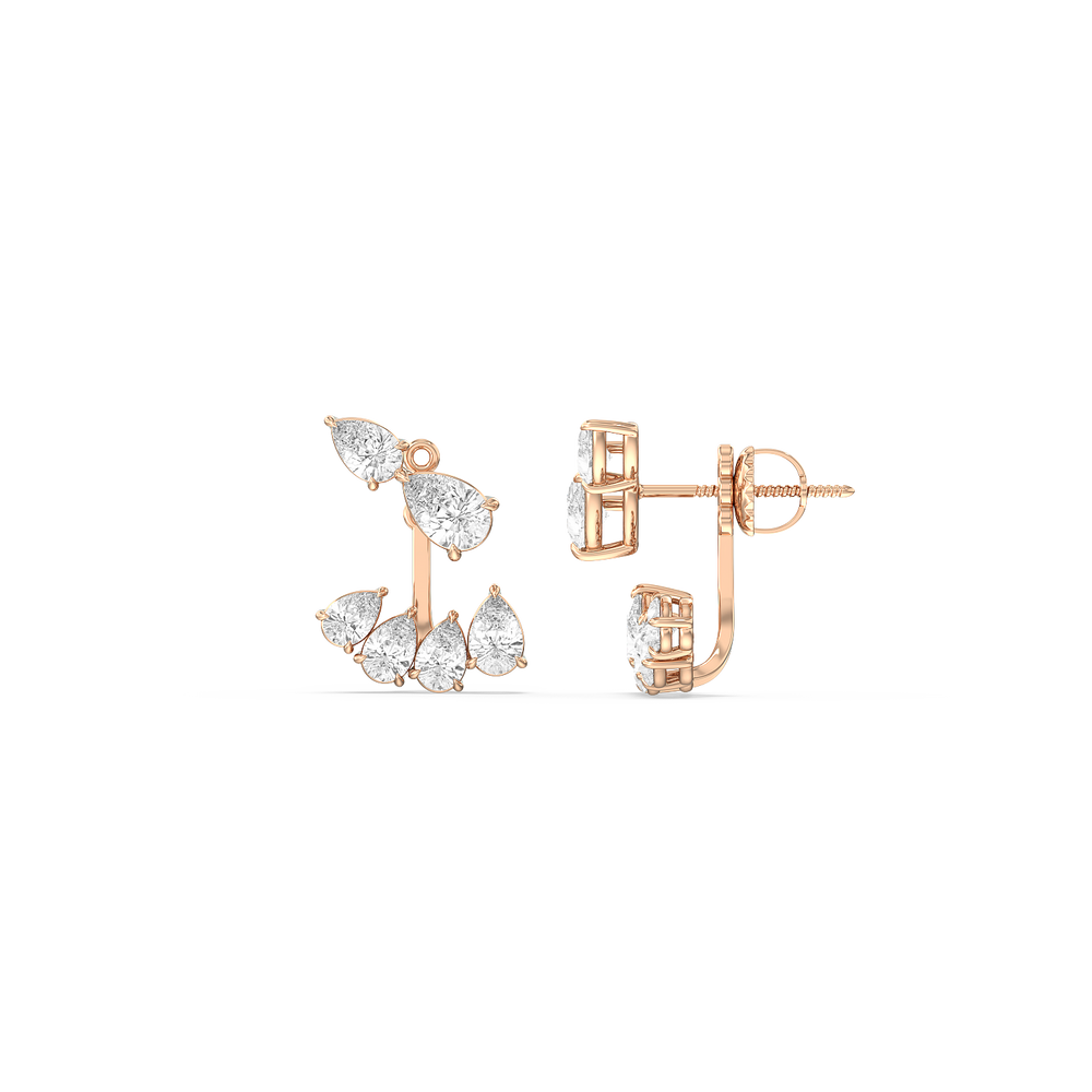 Front-Back Graduating Pear Earrings with 14KT Rose Gold / Lab / 4 9/10 Cut Diamond in 14KT Rose Gold / Lab / 4 9/10 view 2
