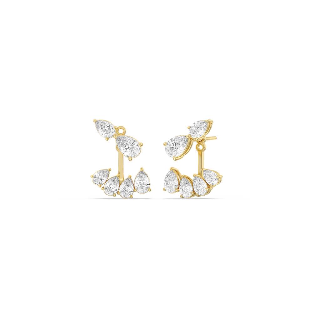 Front-Back Graduating Pear Earrings with 14KT Yellow Gold / Lab / 4 9/10 Cut Diamond in 14KT Yellow Gold / Lab / 4 9/10 view 1
