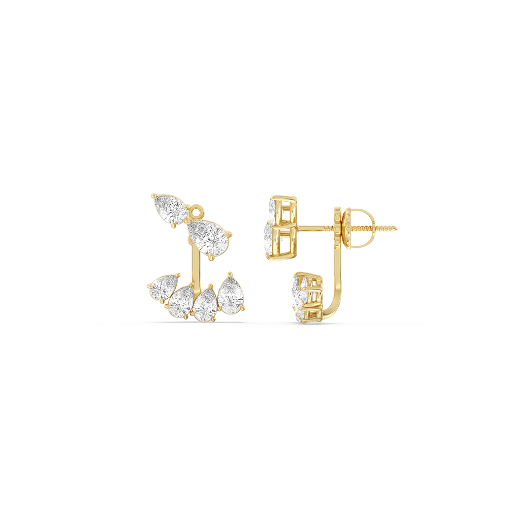 Front-Back Graduating Pear Earrings with 14KT Yellow Gold / Lab / 4 9/10 Cut Diamond in 14KT Yellow Gold / Lab / 4 9/10 view 2
