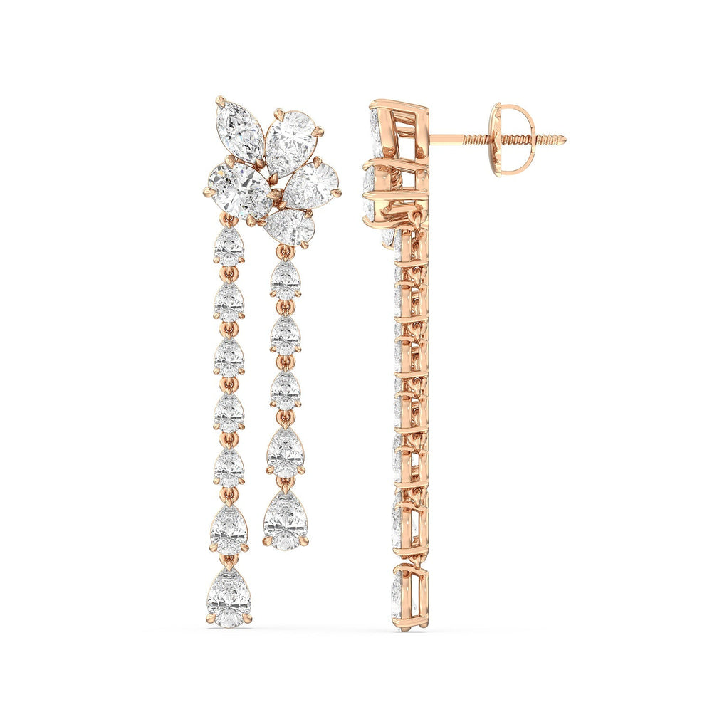 Fancy Cluster Chandelier Earrings with 14KT Rose Gold / Lab / 7 3/8 Cut Diamond in 14KT Rose Gold / Lab / 7 3/8 view 2
