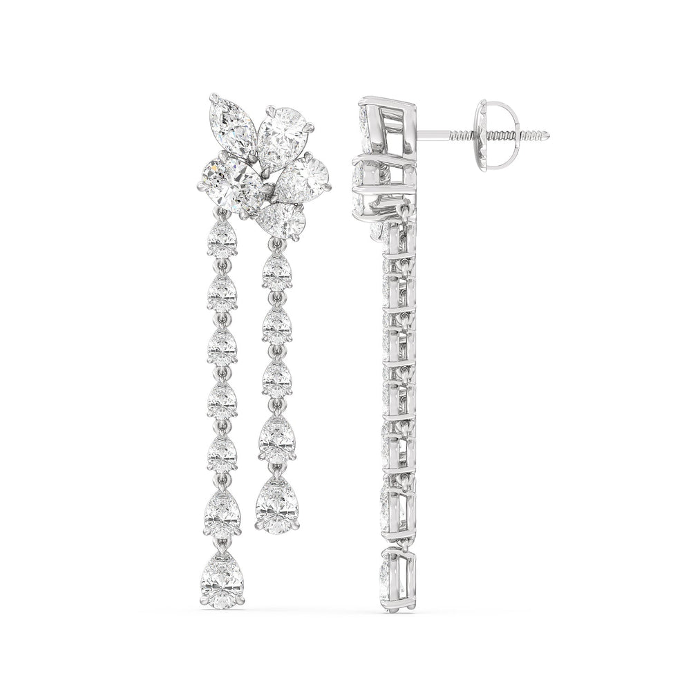Fancy Cluster Chandelier Earrings with 14KT White Gold / Lab / 7 3/8 Cut Diamond in 14KT White Gold / Lab / 7 3/8 view 2

