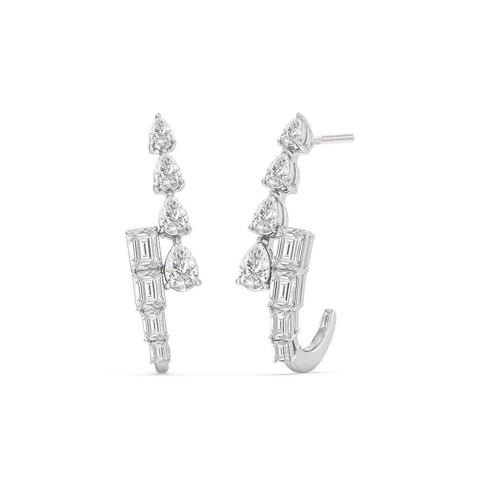 Graduating Emerald & Pear Earrings with 14KT White Gold / Lab / 3 3/4 Cut Diamond in 14KT White Gold / Lab / 3 3/4 view 1
