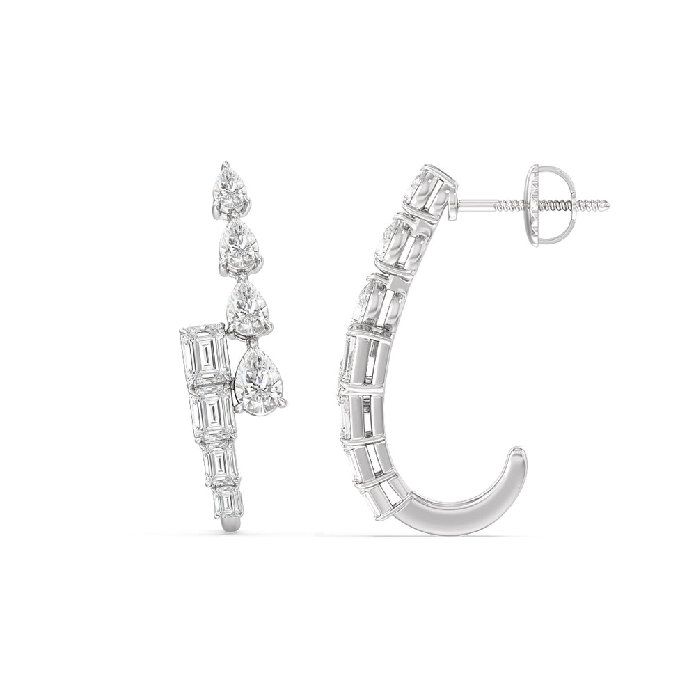 Graduating Emerald & Pear Earrings with 14KT White Gold / Lab / 3 3/4 Cut Diamond in 14KT White Gold / Lab / 3 3/4 view 2
