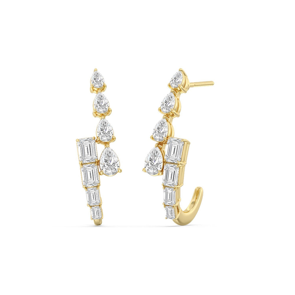 Graduating Emerald & Pear Earrings with 14KT Yellow Gold / Lab / 3 3/4 Cut Diamond in 14KT Yellow Gold / Lab / 3 3/4 view 1
