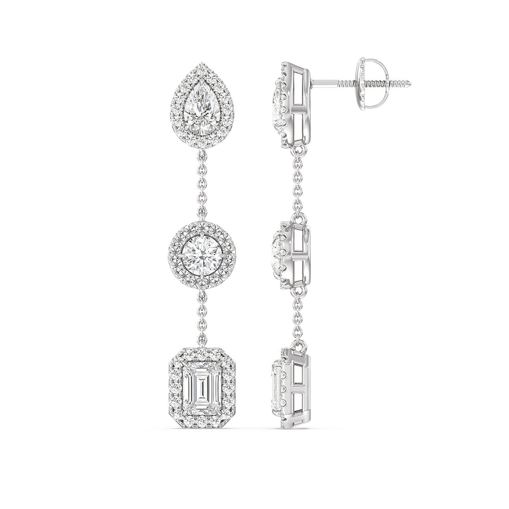 Stationed Dangler Earrings with 14KT White Gold / Lab / 5 7/8 Cut Diamond in 14KT White Gold / Lab / 5 7/8 view 2

