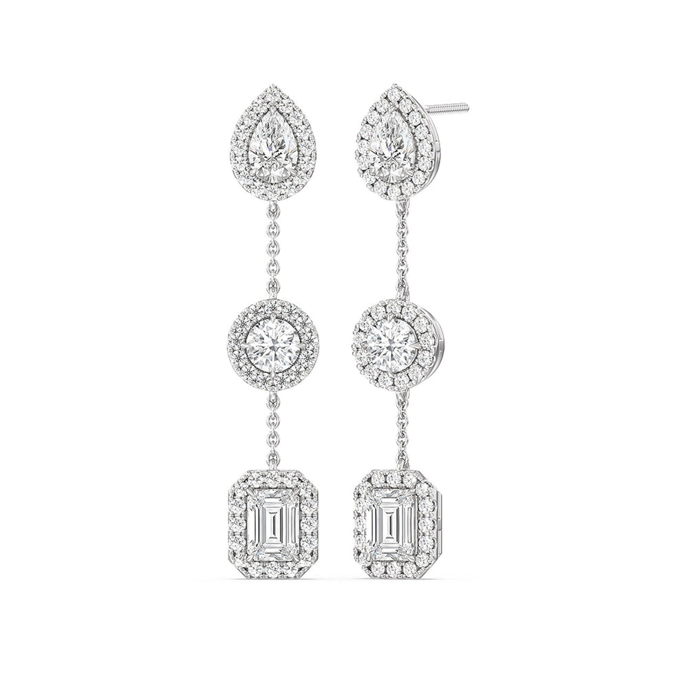 Stationed Dangler Earrings with 14KT White Gold / Lab / 5 7/8 Cut Diamond in 14KT White Gold / Lab / 5 7/8 view 1
